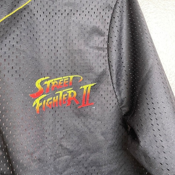 Street Fighter II Baseball Jersey Medium Mens Black White Button Up Capcom Poly - Picture 4 of 12